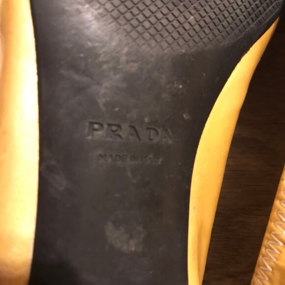 Prada GOLD AND BLACK Patent Leather Buckle Ballet Flat 7.5 - MADE IN ITALY - Picture 7 of 11